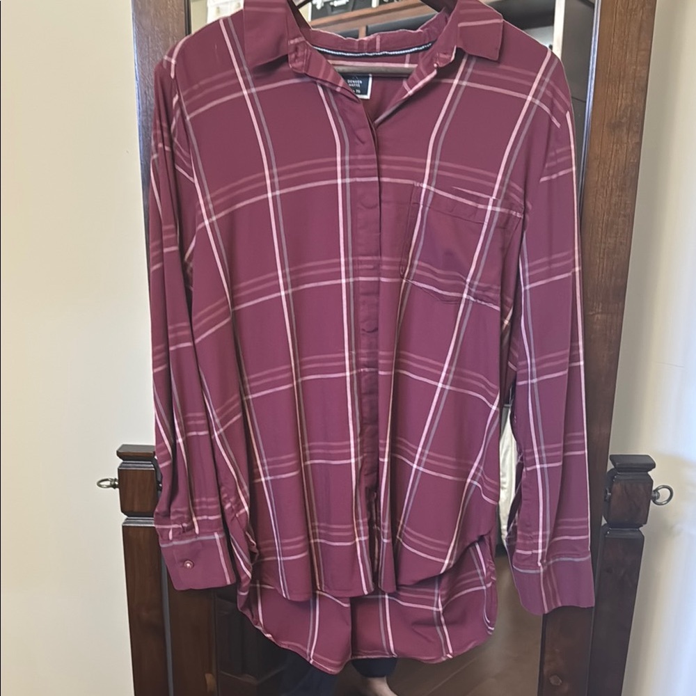 Denver Hayes Red Long Sleeve Notched Collar Blouse
